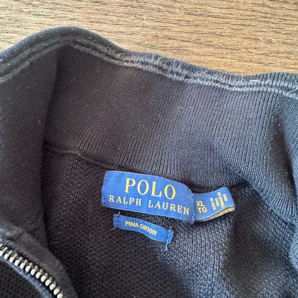 Polo Ralph Lauren 1/4 Zip Black Pima Cotton Sweater XL - Picture 11 of 11